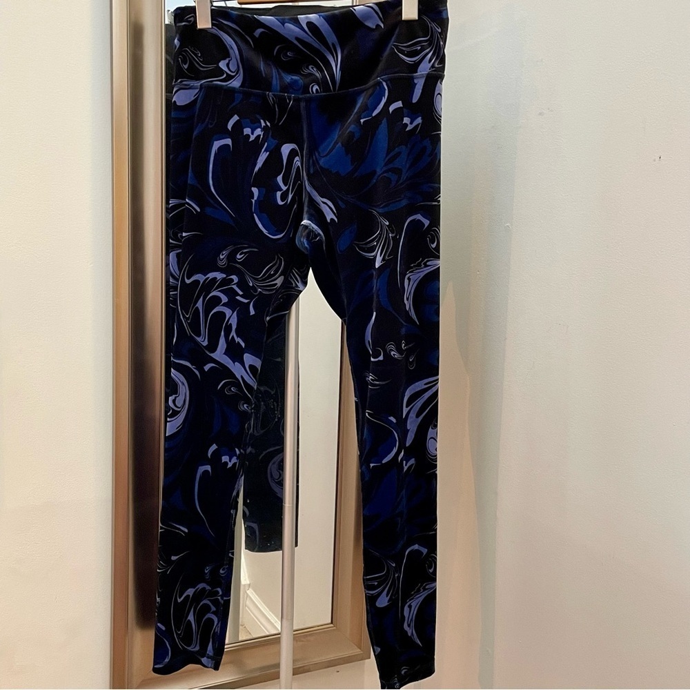 Athleta dark blue velvet tights. Size large